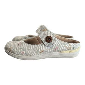 Drew Juniper Clogs Cream Multicolored Floral Snake Skin Comfort Shoes Slip On